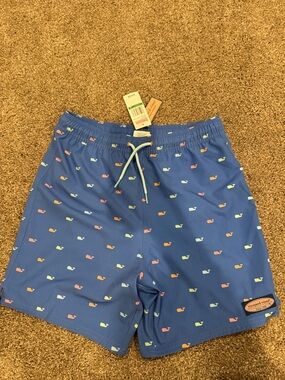 Vineyard Vines Blue Swim Trunks with Multicolor Whale Print (Boys Large) NWT